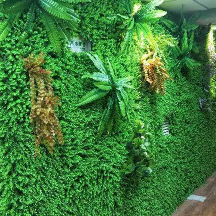 UV- proof vertical garden outdoor plant green wall foliage decoration backdrop panel green artificial grass wall for sale