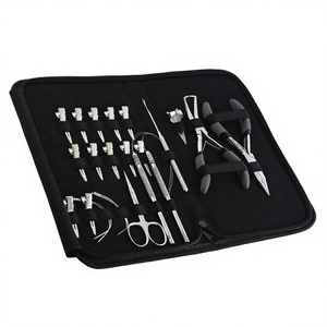 Professional Hair Extension Tools Kit Stainless Steel Salon Removal & <b>Crimping</b> Pliers Scissor Loop Tool & Hook Accessory <b>Set</b> - Product Image 1