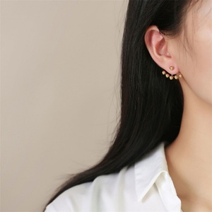 Boucles d'oreilles à clous réglables plaquées or, en acier inoxydable, avec perles, pour femmes - Product Image 4