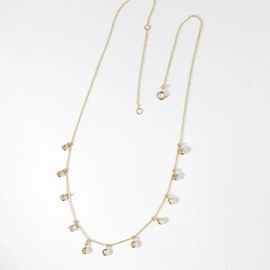 Collier de mariage en diamant rond naturel et cultivé en laboratoire, collier en or massif 14 carats, collier délicat avec pendentif diamant, collier élégant - Product Image 1