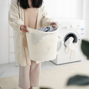 <b>Laundry</b> <b>Basket</b> Round Plastic Storage <b>Basket</b> Durable Clothing Organizer Bathroom Household Use - Product Image 3