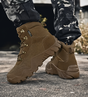 Bottes tactiques pour hommes, tige en daim, fermeture à lacets, semelle en caoutchouc épaisse, bottes de randonnée été/hiver avec doublure en mesh