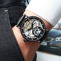 KINYUED J055 Montre mécanique automatique squelette tourbillon de luxe en or rose pour homme, étanche, Reloj Hombre