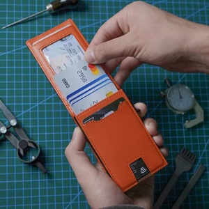 For Unisex Short Slim Bifold <b>Wallet</b> RFID Blocking Aluminum Leather Credit Card <b>Holder</b> with Open Closure Pop-Up Design Gift - Product Image 6