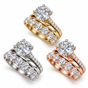 Set di Tre Anelli da Donna, Eleganti Anelli Impilabili per Matrimoni e Feste - Product Image 1