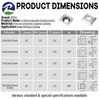 Lames de raboteuse à bois en carbure de tungstène RENLI, 12x12x2.2mm, 35 dents, 10 pièces, outils de travail du bois, tête de coupe spirale, vente directe usine