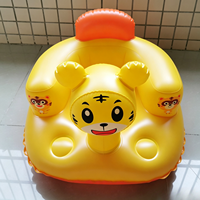 Chaise de sol gonflable pour bébé et tout-petit en forme de tigre de dessin animé avec dossier, en PVC souple, support de bain portable