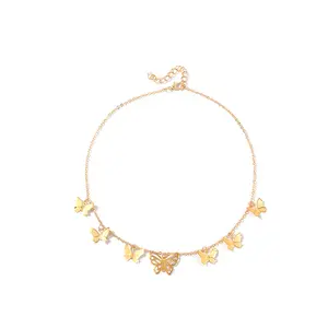 Top Selling Little Butterfly Pendant Necklace For Women Girl Gold Chain Collar Female Shining Accessories Party Jewelry Gift