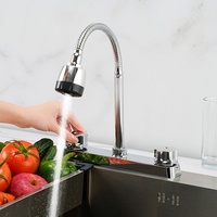 Robinet de cuisine universel rotatif de style américain pour camping-car, double poignée, chaud/froid, ABS électroplaqué, interface à double trou, pour évier de camping-car