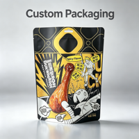 Sachet Doypack Personnalisé Imprimé avec Fenêtre, Emballage Alimentaire en Plastique Refermable de Qualité Alimentaire pour Viande Épicée Cuite, Snacks et Produits de Charcuterie