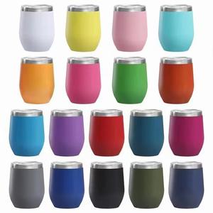 Gobelets isothermes en acier inoxydable à double paroi avec revêtement en poudre sans BPA de 12 oz avec logo personnalisé en stock - Product Image 1