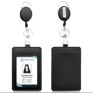 Pu Leather Access Easy Pull Buckle Retractable <b>Id</b> Card <b>Holder</b> With Hanging Rope for Factory or Office Use - Product Image 4