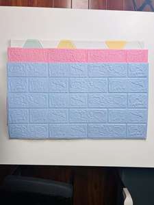 แผ่นติดผนังกันเสียงแบบมีกาวในตัว ขนาด 70*77 ซม. สีชมพู 3 มิติ สำหรับวอลเปเปอร์ SXP กันน้ำ ผลิตจากวัสดุ PE ไวนิลโฟม เหมาะสำหรับตกแต่งห้องอาหาร โรงพยาบาล และห้างสรรพสินค้า - Product Image 4