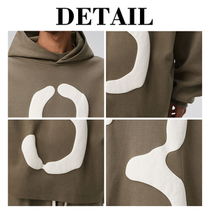 KingSen Heavyweight 100% Cotton <b>Pullover</b> Hoodie Puff Print Drop Shoulder Oversized Loose Fit <b>Men</b> Sweatshirt - Product Image 6