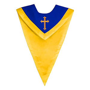 Vente en gros Étole de chœur en forme de V réversible unisexe avec bordure et broderie croisée Robes de chœur - Product Image 4