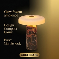 Lampe de chevet moderne en marbre, lampe de chevet LED, lumière chaude, abat-jour en forme de dôme pour chambre à coucher, veilleuse