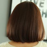 Perruque Courte Bob en Cheveux Humains Remy Pré-Pluckée avec Dentelle Transparente, Mèches Châtain Clair, Ondulations Naturelles pour Femmes