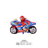 Nouveau Ballon en Aluminium Rouge et Bleu pour Décoration de Scène d'Anniversaire Thème Moto de Course, Jouet pour Enfants