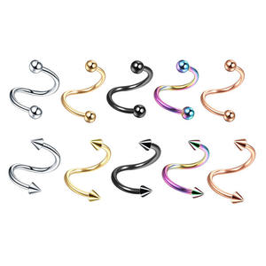 Bola de torsión en <span class=keywords><strong>espiral</strong></span> para <span class=keywords><strong>Tragus</strong></span>, Piercing en forma de S para labio y nariz, cono giratorio, arcoíris, hélice de cartílago, joyería para el cuerpo - Product Image 1