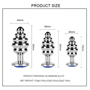 Geripptes Metall <span class=keywords><strong>Anal</strong></span> Plug Sexspielzeug Spaß Sexspielzeug für Frau und Mann verwendet in Sex spielen und Schmuck Inspiriert von Butt Plug Schmuck - Product Image 2