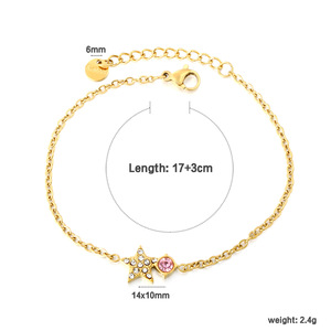 Pulsera de Estrella Geométrica de Moda, Chapada en Oro de 18k, Acero Inoxidable, Joyería para Mujer, Diseño de Cadena, Accesorio Elegante - Product Image 5