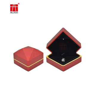 ALLICO Custom Small Plastic Necklace Packaging Box Rose Gold Diamond Jewelry Ring Boxes With LED Light