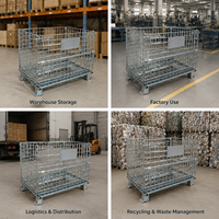 Cages de stockage pliables en métal de boîte de conteneur de grillage de support résistant Cage en métal de stockage