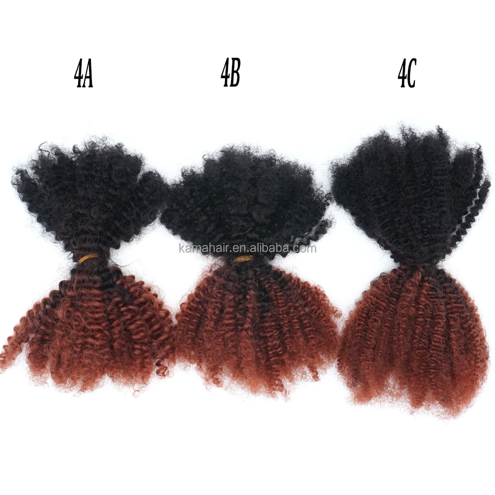 KAMA Wholesale 4A 4B 4C Kinky Curl Mixed Human and Synthetic Hair Bulk Bundle for Braiding and Twisting Detail Section 4