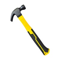 Marteau à griffes avec manche en TPR de couleur jaune et surface noire 45 #   Marteau en acier au carbone personnalisable, support OEM/ODM