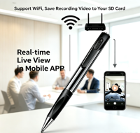 Stylo-caméra portable mini, enregistreur vidéo HD sans fil WiFi, caméra corporelle, caméra de poche, visualisation à distance