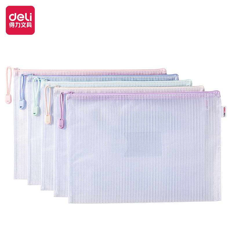 63482 Bolsas con cremallera de malla Macaron [con bolsillos deslizantes] Paquete de 5
