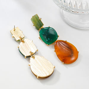 Nouveaux <span class=keywords><strong>bijoux</strong></span> Street Auction boucles d'oreilles couleur bloquant tendance Style bohème résine boucles d'oreilles pendantes pour les femmes - Product Image 4