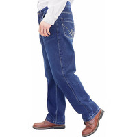 Pantalon de travail en denim FR pour hommes, résistant aux flammes, 14 oz, ignifuge, robuste, pré-lavé, 100 % coton, bleu/bleu marine, NFPA 70E