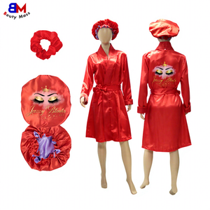 Abito da notte da donna Sexy di alta qualità pigiama pigiama da donna in raso cuffia e vestaglia - Product Image 1