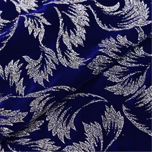Shiny Leaf Design Great Material Competitive Price Silk Metallic Velvet Fabric for Winter Holiday Garment
