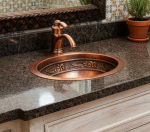 Tay Búa đồng hình bầu dục chìm thả trong undermount Mỹ sang trọng Địa Trung Hải phòng tắm nhà khách sạn rửa lưu vực nghệ nhân kim loại - Product Image 6