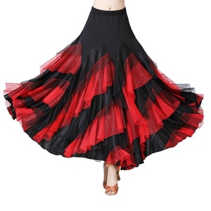 Damen Flamenco-Tanzkleid Elegantes Modernes Bedrucktes Chiffon-Spitzen-Kostüm Mehrfarbiges Patchwork Bühnen- und Wettkampfkleidung - Product Image 4