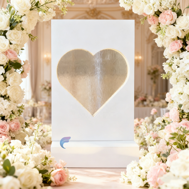 Modern Custom Elegant White Stainless Steel LED Waterfall Entrance Welcome Sign Display Stand Flower Frame Party Event Wedding