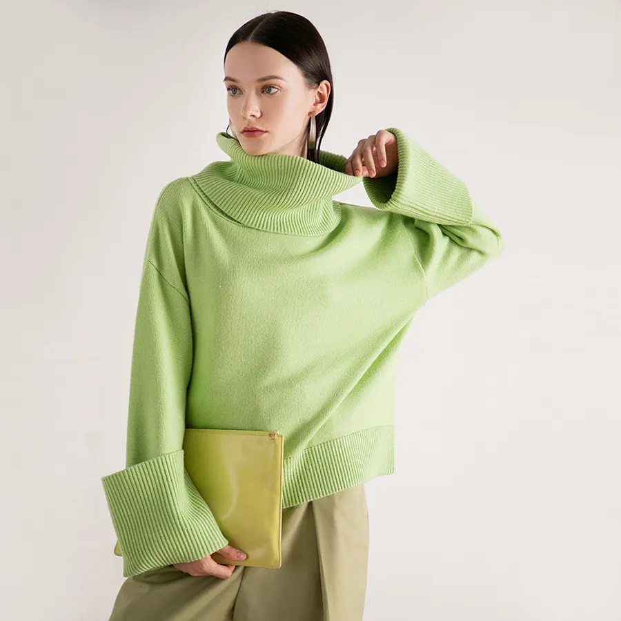 High Quality Spring And Winter Casual Turtleneck Pullover Sweater Top For Women