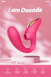 Duende - Estimulador de Clítoris de Silicona Rosa de 17.8 cm, Doble Masajeador, 10 Vibraciones, 5 Niveles de Succión, Recargable, Juguete Sexual para Mujeres - Product Image 2