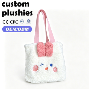 Borsa Tote in Peluche a Forma di Coniglio che Sorridenti, Adorabile Borsa a Spalla Morbida, Regalo di Natale per Amici - Product Image 1
