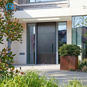 Portas Principais Modernas de Alumínio Pivotantes de Segurança para Entrada Pretas Novas da Turquia - Product Image 5