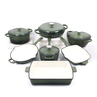 Ensemble de 7 ustensiles de cuisine en fonte émaillée bleue, antiadhésifs, casseroles et poêles en métal pour la cuisine à domicile