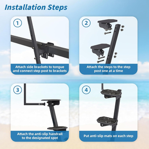 Escalera Resistente para Barcos, Escalones para Remolques de Barcos con Asa de Seguridad, Superficie Antideslizante, Escalón para Lengüeta de Remolque Compatible con V 4 Escalones - Product Image 5