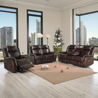 Ensemble de canapés inclinables en cuir de luxe européen pour salon, mobilier de salon, canapé sectionnel avec table basse et rangement