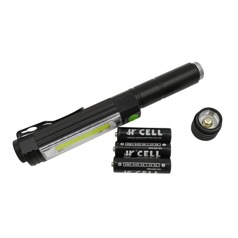 Surperb OEM ODM Powerful Mini Torch Light 2 Light Source COB Floodlight Penlight Handheld LED Flashlight