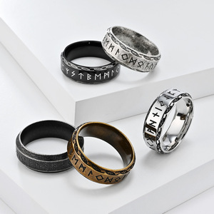 Vintage Nordic Viking Letter Titanium Steel <b>Ring</b> For <b>Men</b> Antique <b>Silver</b> Jewelry Index Finger <b>Ring</b> Retro Style Gift - Product Image 2