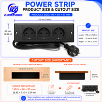 Stopkontak Listrik Tersembunyi 3 Lubang EU 16A 230V 3680W dengan Kabel Ekstensi dan Soket Schuko