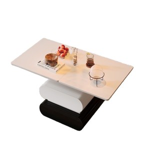Mesa de Centro Moderna Minimalista de Madera Maciza con Acabado en Laca Piano, Forma Cuadrada con Almacenamiento para Sala de Estar, Dormitorio u Oficina - Product Image 5