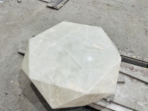 Tavolino da caffè moderno di lusso con taglio diamantato Top in marmo garanzia di 1 anno controsoffitto in pietra naturale al quarzo artificiale - Product Image 4